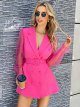 Women's Contrast Mesh Long Sleeve V Neck Elegant Blazer
