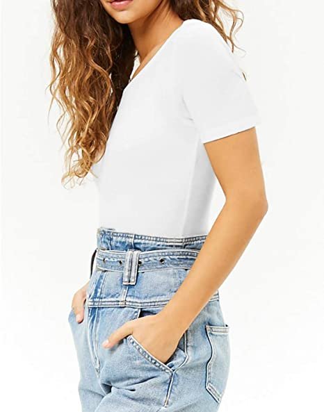 Women's round neck long sleeved short sleeved basic elastic jumpsuit